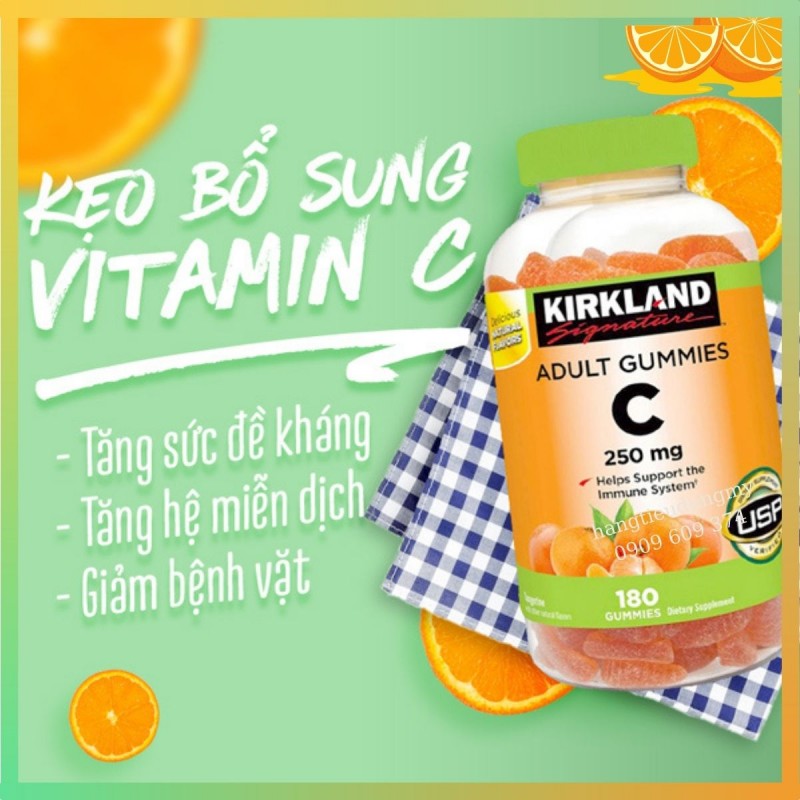 Kẹo dẻo bổ sung Vitamin C Kirkland cho người lớn - Sáng da/khỏe đẹp