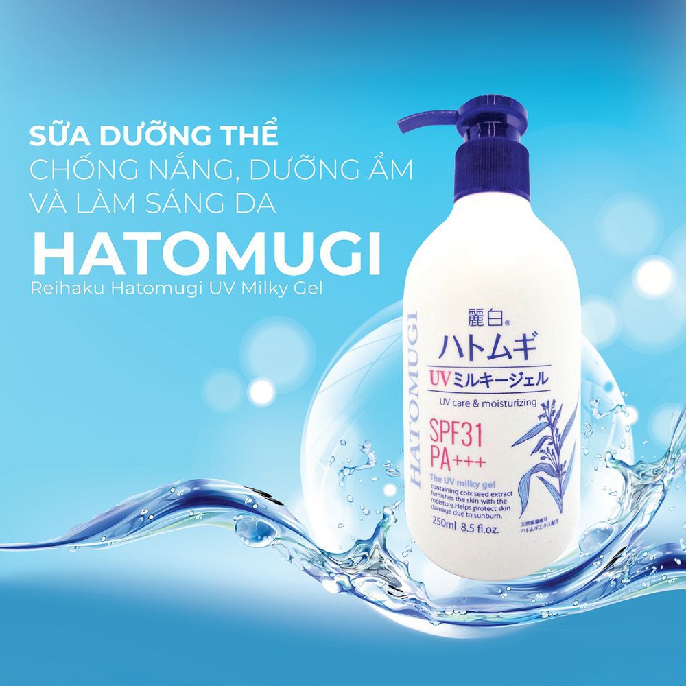 SỮA DƯỠNG THỂ CHỐNG NẮNG HATOMUGI SPF31 PA+++ NHẬT BẢN, 250ML | Lala Cosmetics - Thiên đường mỹ phẩm