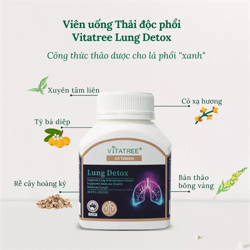 Viên uống phổi Vitatree Lung Detox 60 viên của Úc