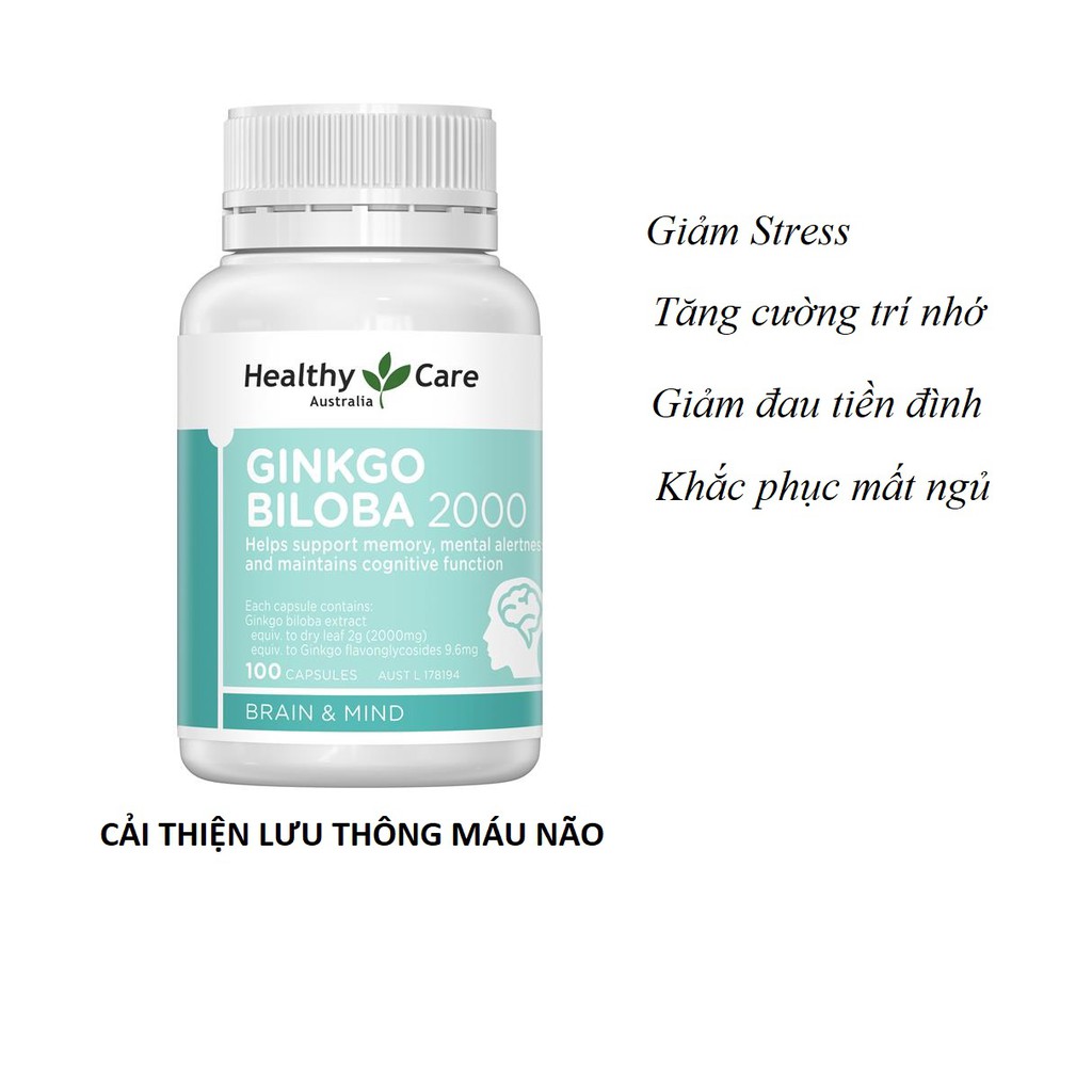 Viên uống dưỡng não Ginkgo Biloba 2000mg hộp 100 viên | Medigo