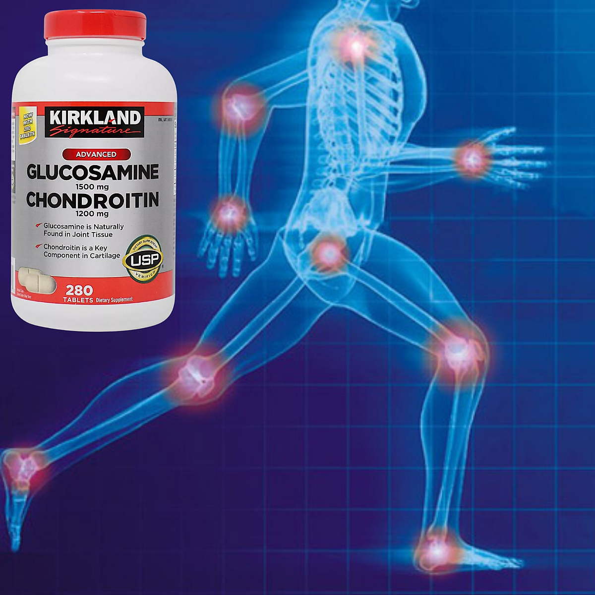 Glucosamine 1500mg Chondroitin 1200mg Kirkland Signature Mỹ- Giảm các triệu chứng đau nhức xương khớp hiệu